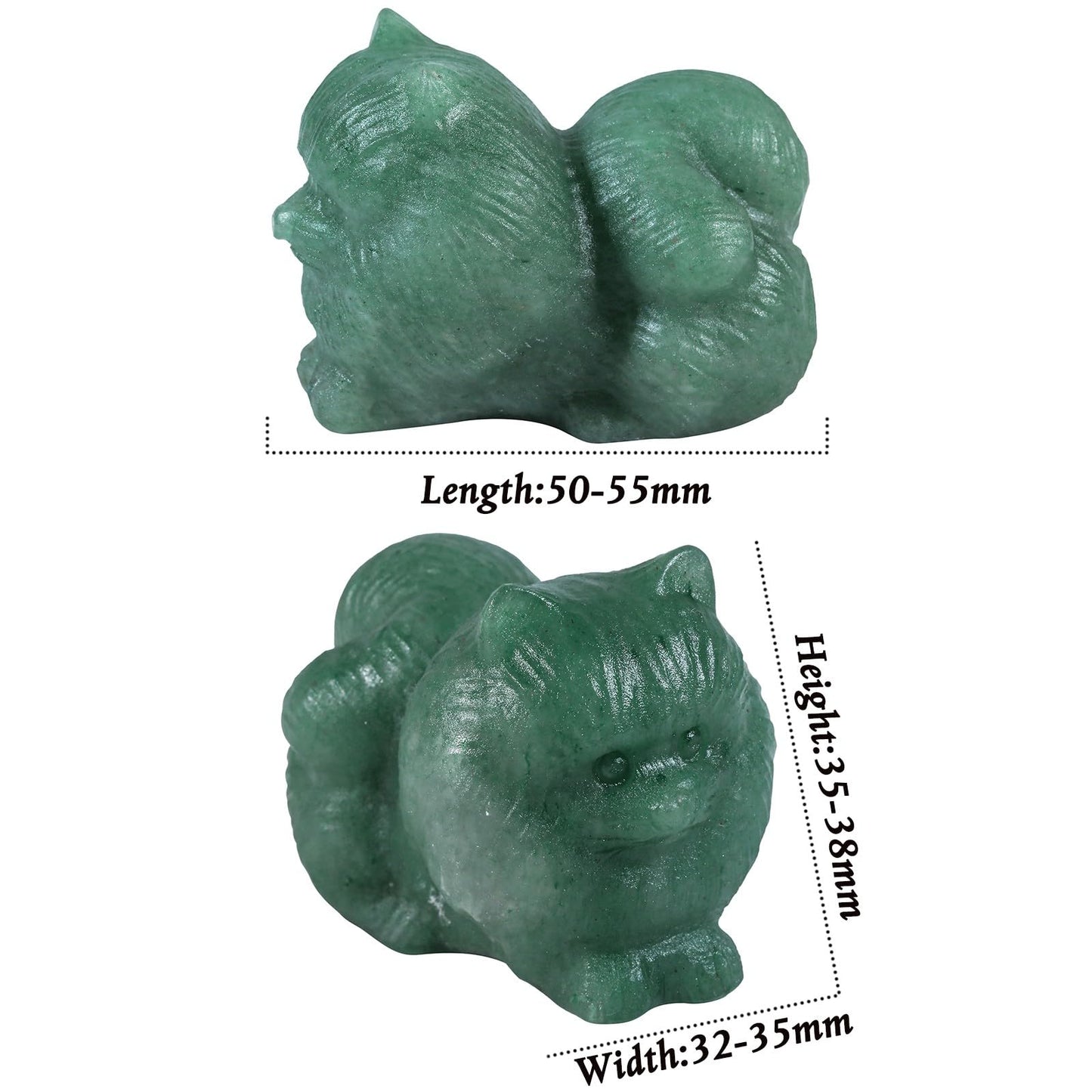 Nupuyai Cute Cat Statue for Home Office Decor, Handcarved Green Aventurine Crystal Figurine Stone Sculpture Gift for Cat Lover