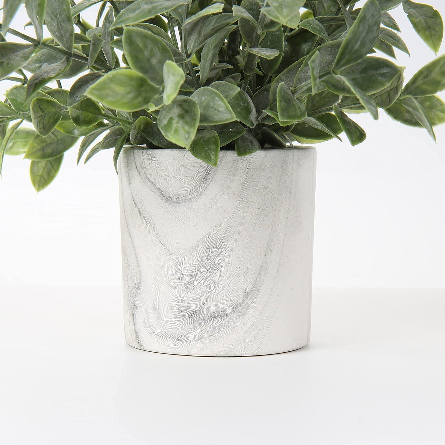 Hollyone Mini Artificial Potted Plants Fake Plants in Marble Pots, 1Pcs Plastic Eucalyptus Greenery Faux Plants for Home Office Desk Room Centerpiece Shelf Décor