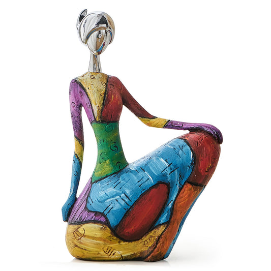 Octdays Art Female Sculpture Figurines, Abstract Woman Statue for Home Decor, Modern Colorful Sculpture Decorations for Living Room Shelf Office Cabinet Accents (Colorful-A)