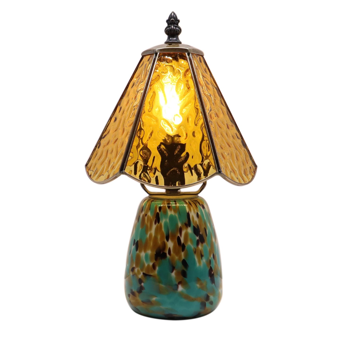 MQYXH Tiffany Style Stained Glass Table Lamp 12 Inch - Yellow Ripple