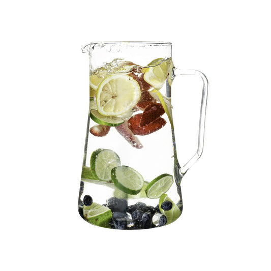 Simax Large Glass Pitcher With Spout, 2.5 Quart (80 Ounce) Borosilicate Glass Iced Tea Pitchers with Handle, Angled Cylinder Design, Glass Water Pitcher