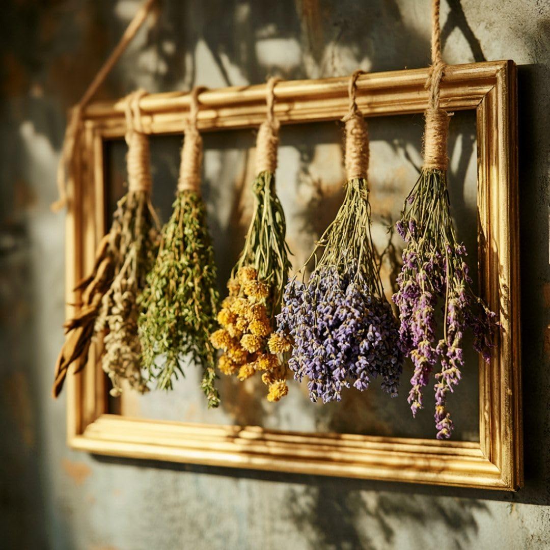 Tnstbiee Boho Farmhouse Herb & Flower Drying Rack-Dried Flower Wall Decor for Dried Flower Displays,Propagation Projects,DIY Wall Art-Ideal for Home Decor & Wedding Bouquets（not contain dried flowers）
