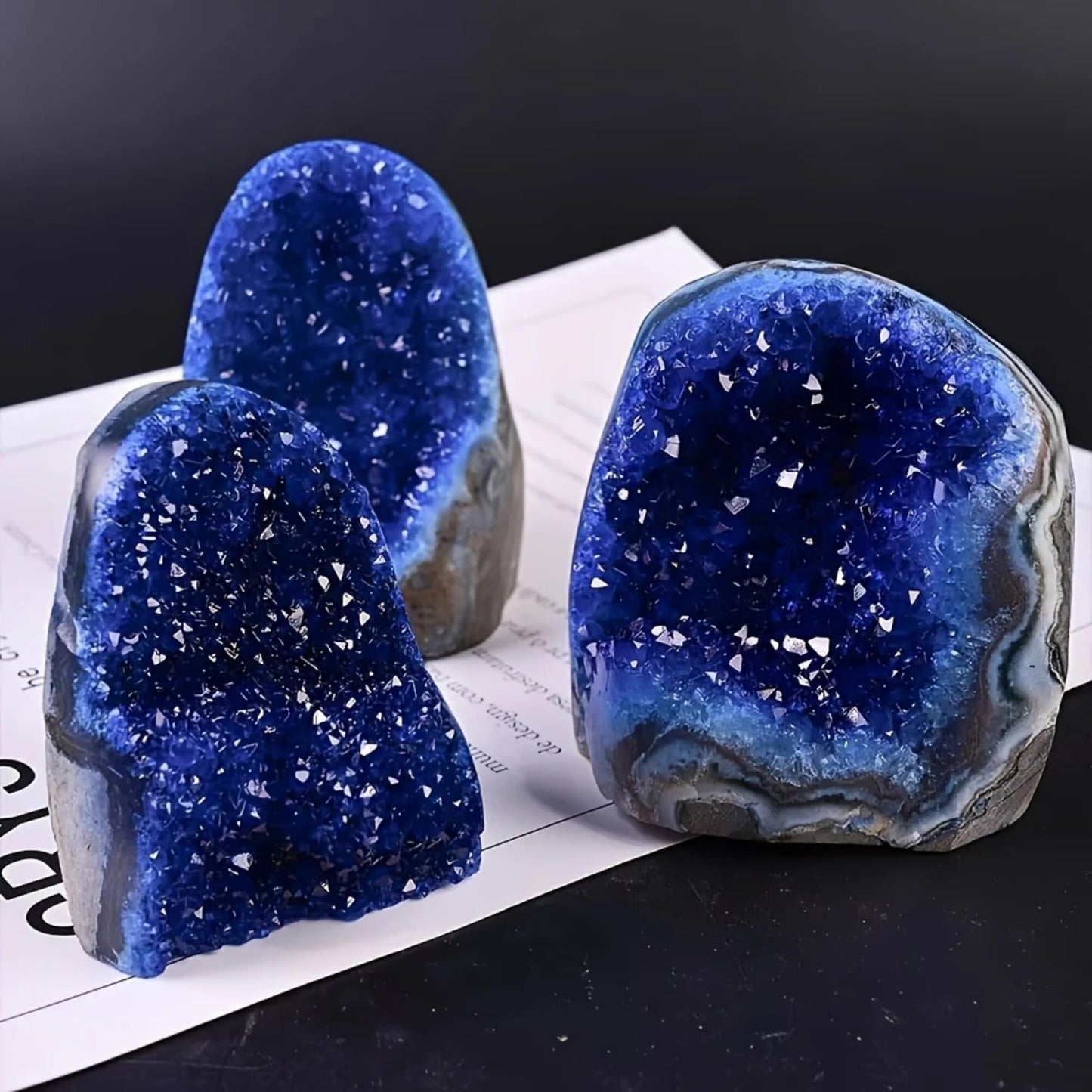 CrystalHola 200-700g Selected Raw Geode Quartz Cluster Home Feng Shui Ornaments Energy Stone Healing Tools Meditation Feng Shui Decoration,Stone Display Piece, Mineral Specimen (Blue, 200-300g)