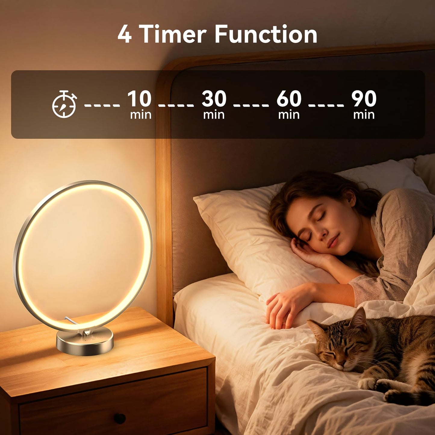 Doraubia Sunlight Lamp,10000 Lux Sun Lamp,Daylight Lamp with 3 Color Temperatures, Stepless Brightness, Memory Function &Timer Natural Lamp, Desk Lamp Table Lamp for Home-Gold