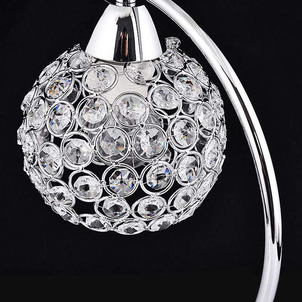 Onerbuy Modern Crystal Table Lamp Plug in Bedside Lamp Chrome Silver Nightstand Desk Lamp E27 with On/Off Switch in Line for Bedroom, Living Room, Office, Dining Room, Hotel(CrystalTableLamp)