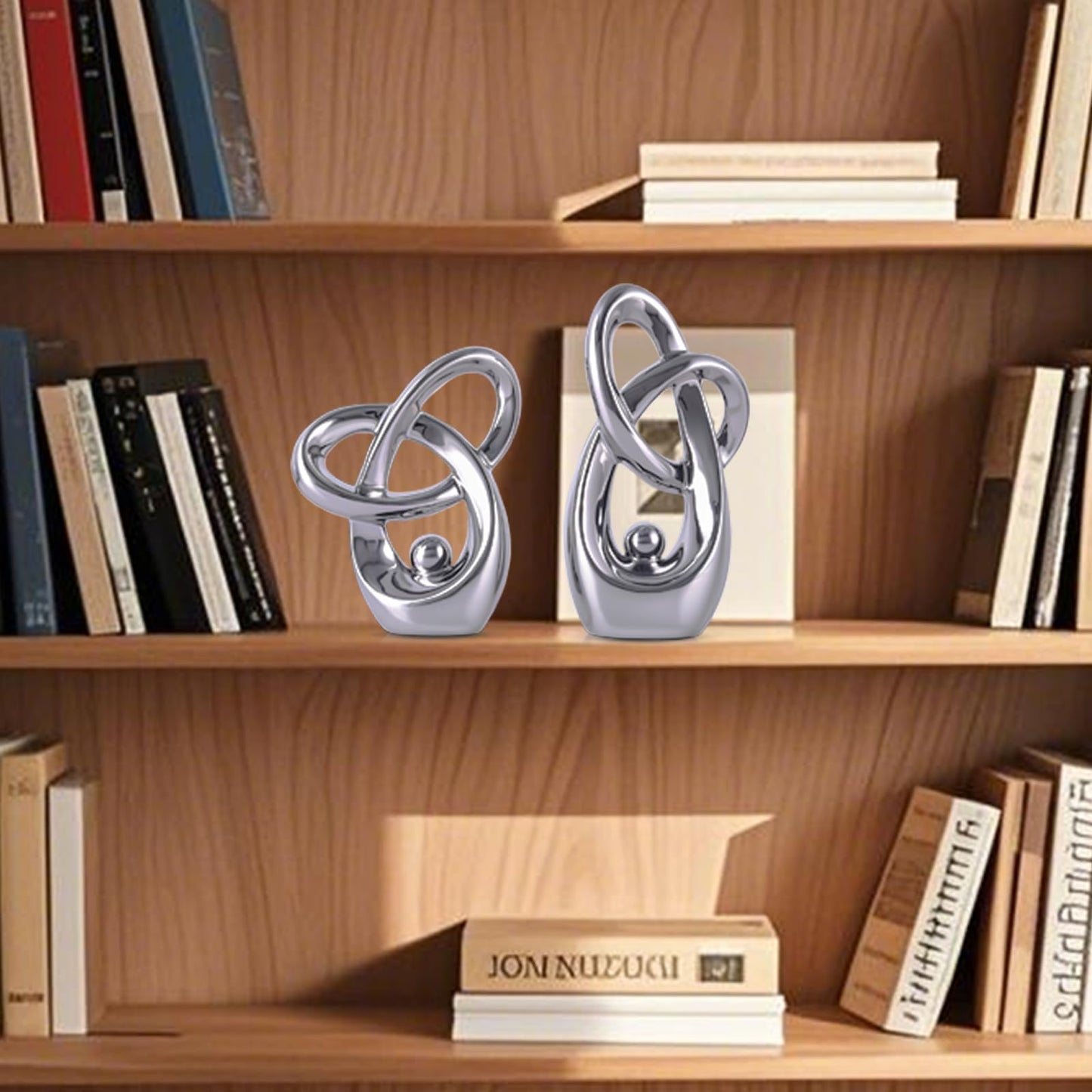 LINYTHER Silver Decor Desk Sculpture Home Decor Large, Abstract Modern Art Gold Knot Knick Knacks for Shelves, Coffee Table Dining Table, Mantle Cabinet Tv Stand Christmas Centerpiece
