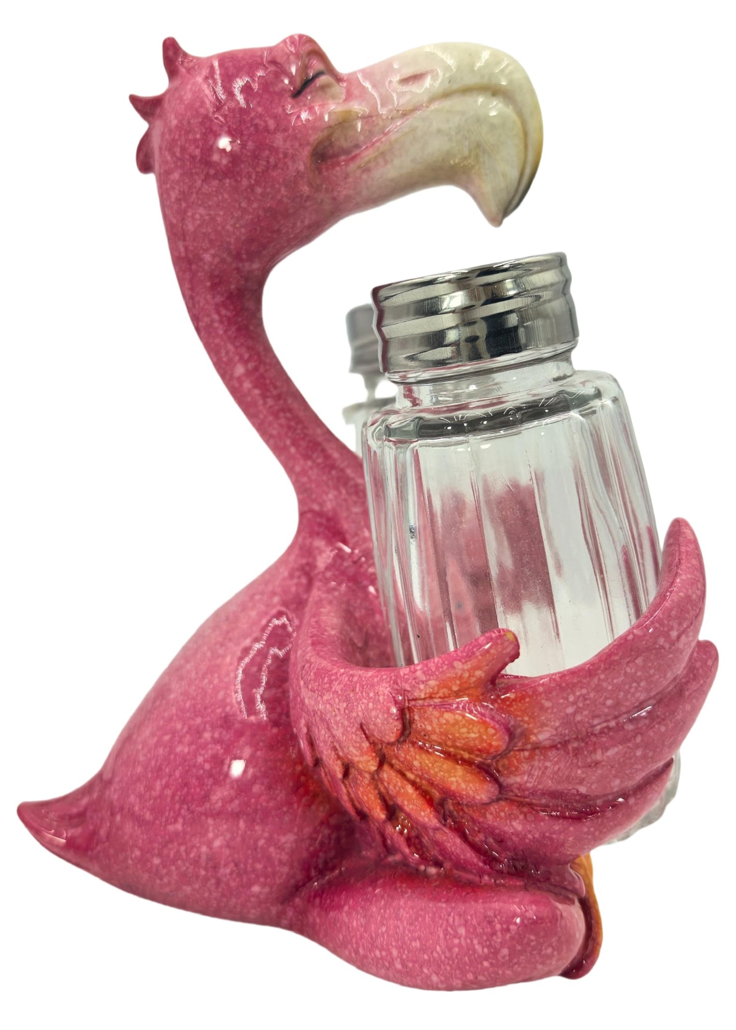 Decorative Flamingo Salt and Pepper Shaker Holder, Coastal Kitchen Decor (Flamingo)