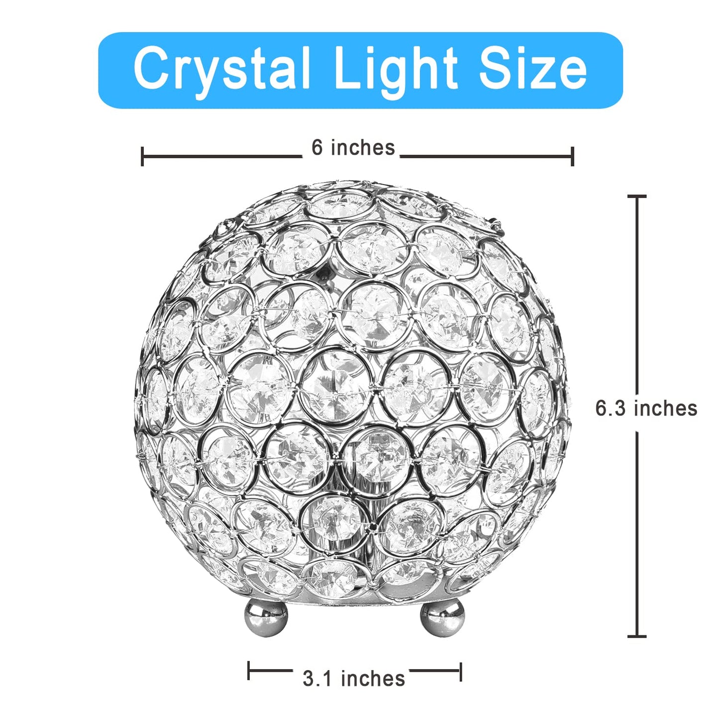 Floodoor Crystal Table Lamp,Decorative Bedside Crystal Lamp,Nightstand lamp, Bedroom lamp for bedstand,Bedroom,Living Room,Guest Room,Silver