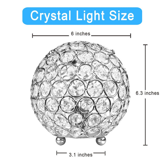 Floodoor Crystal Table Lamp,Decorative Bedside Crystal Lamp,Nightstand lamp, Bedroom lamp for bedstand,Bedroom,Living Room,Guest Room,Silver