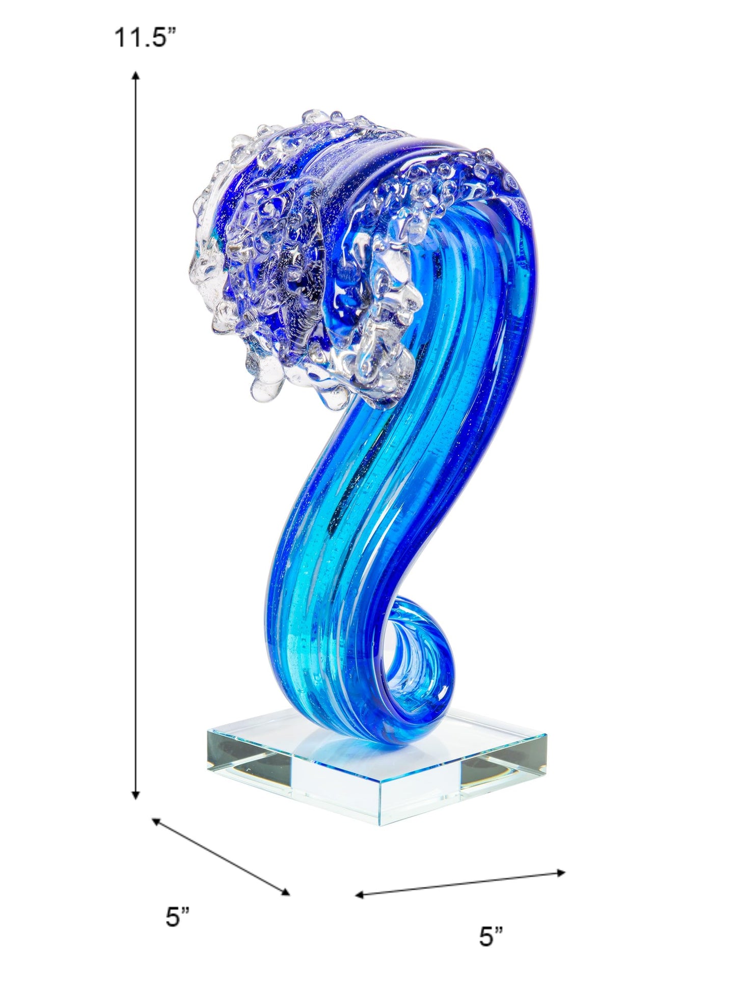 Dale Tiffany AS15206 Pacific Wave Art Glass Sculpture, Blue, 11.5"