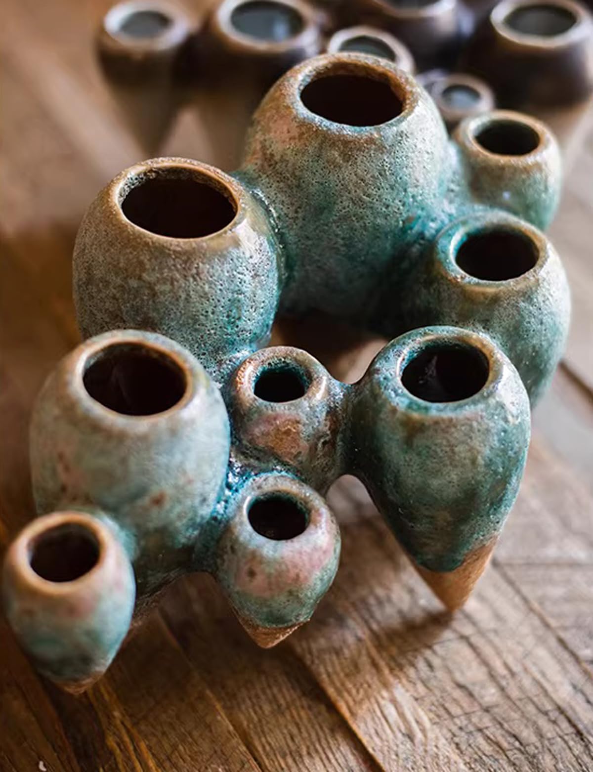 RISEON Ceramic Flower Arranging Vase, Floral Arrangement Holder Flower Frog Ikebana Art Flower Vase Pot Floral Centerpiece for Dining Table Home Office Wedding Decor
