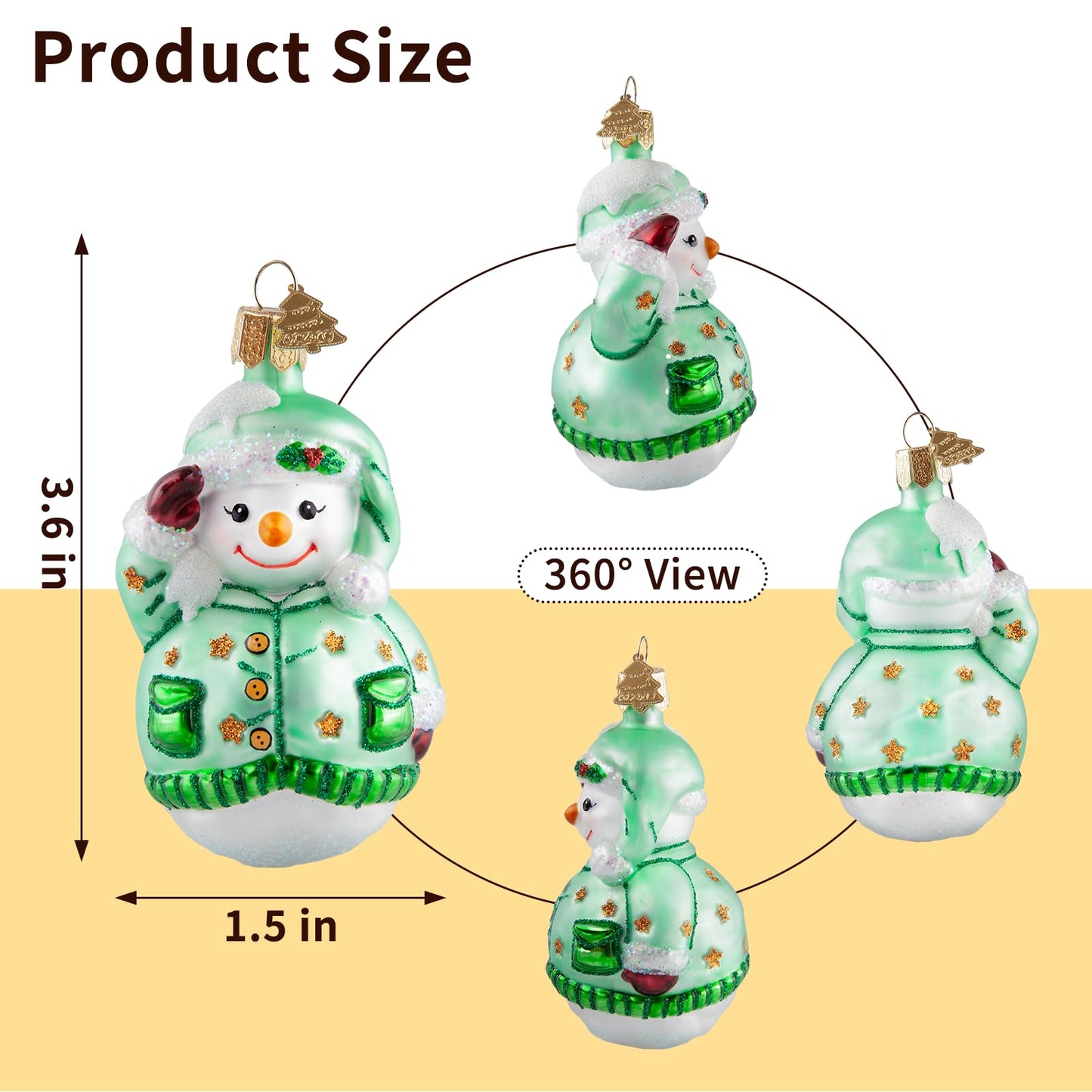 HZYC Snowman Christmas Ornaments,Blown Glass Ornaments for Christmas Tree