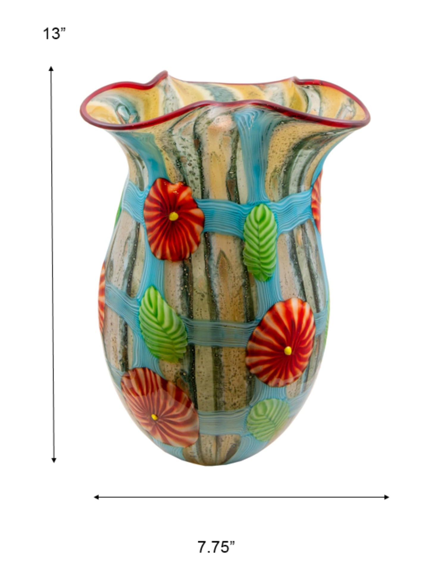 Dale Tiffany AV21008 Plazio Hand Blown Art Glass Vase, Multicolor