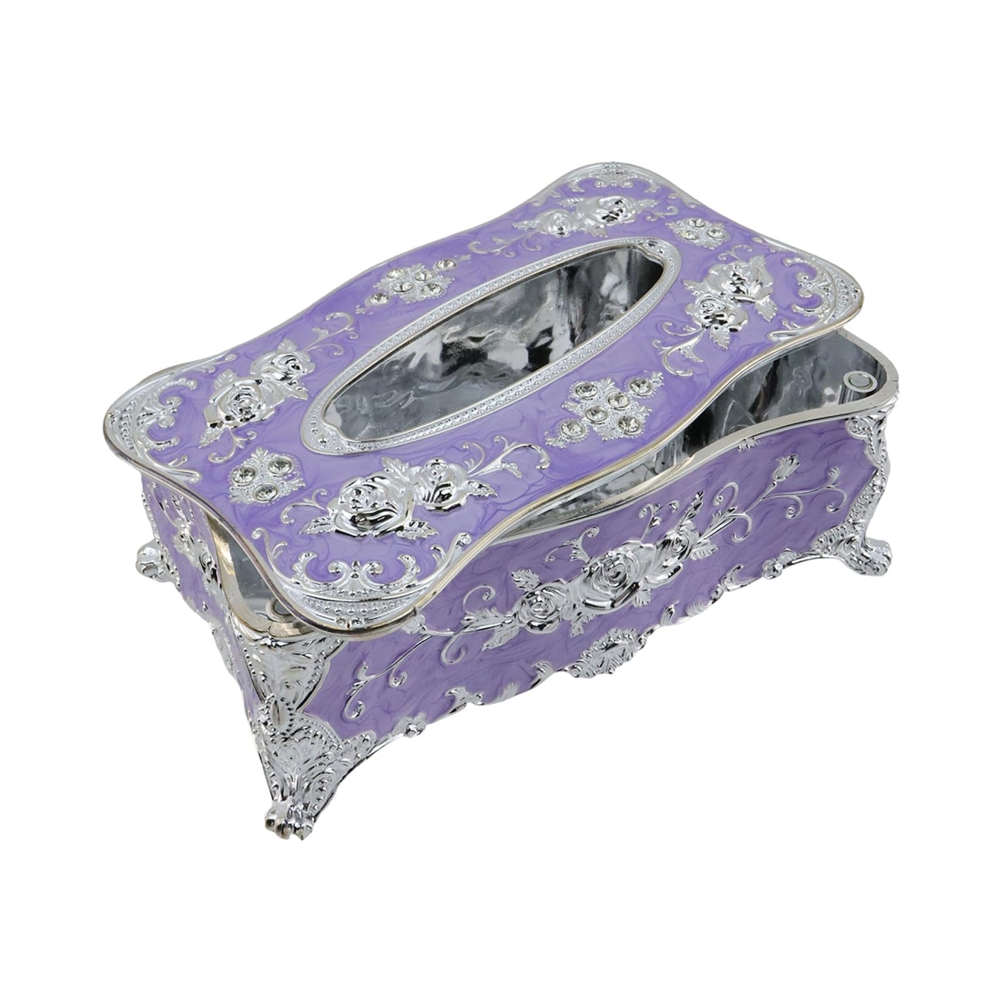 HEVSTIL Rose Tissue Box Holder –Purple Stylish Black Bling Acrylic Tissue Cover | Decorative Tissue Box for Bathroom, Bedroom & Office