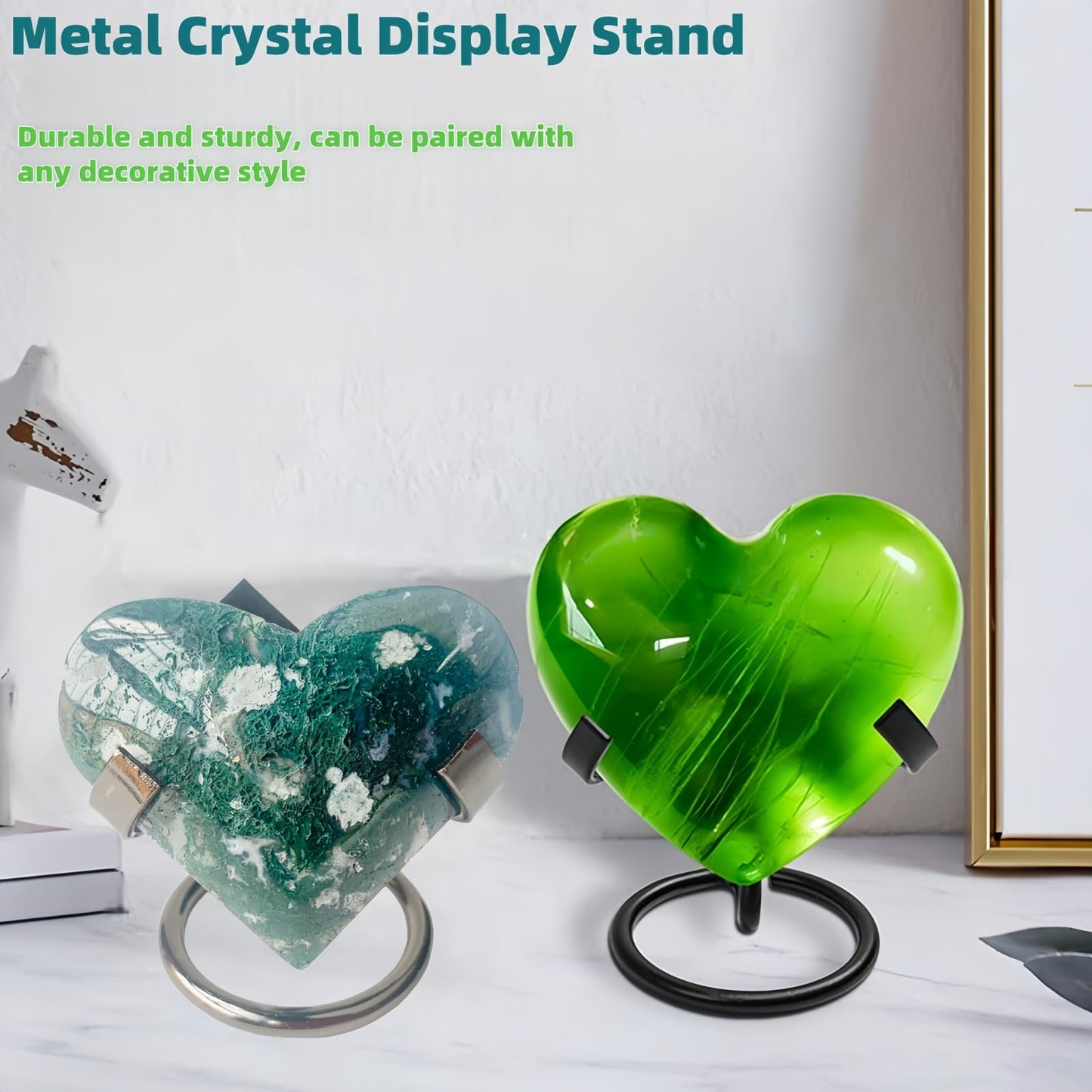 4 PCS Metal Crystal Display Stand, Crystal Mineral Specimen Display Gemstones Fossils Agate Stand