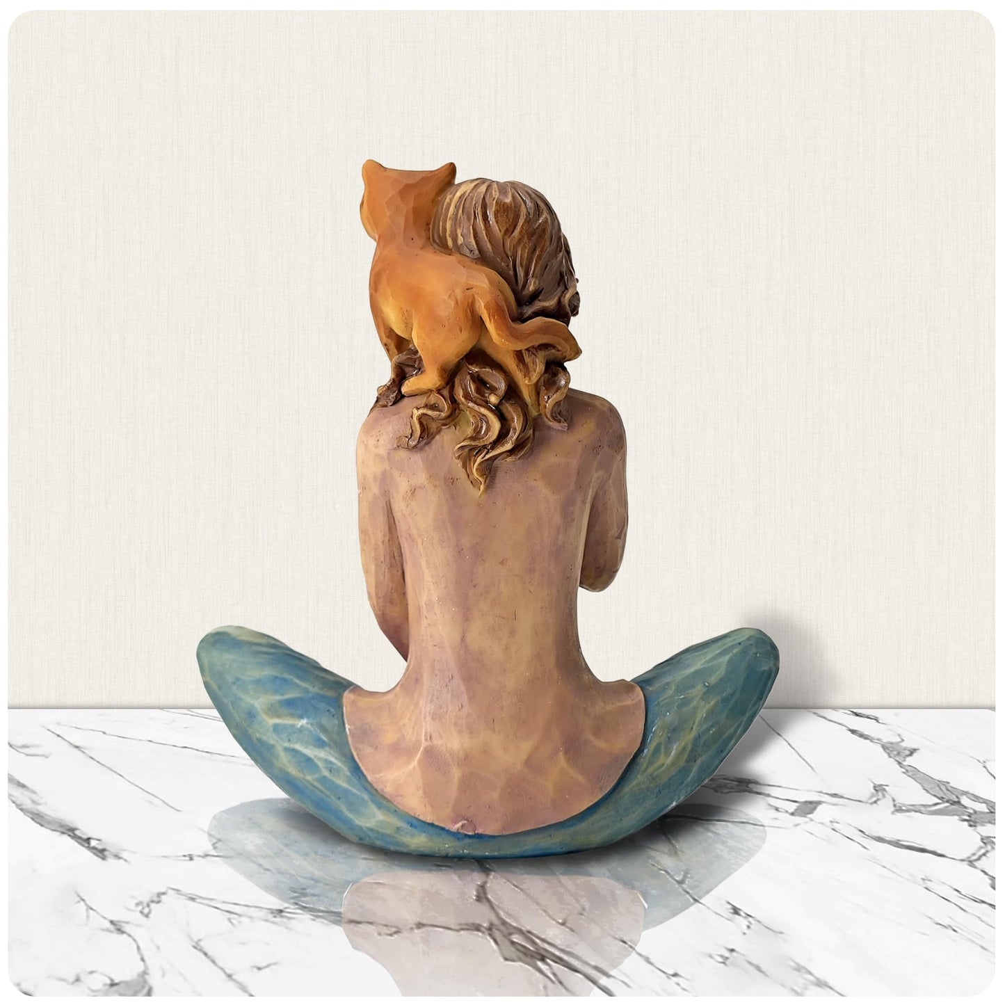 LIFESEEK Woman with Cat on Shoulder Figurine - Resin Hand-Painted Pet Lover Statue, Cozy Home Decor Sculpture for Cat Lovers, for Pet Owners