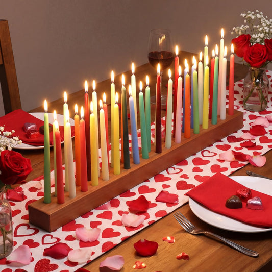 Mumufy 36 Inch Wooden Taper Candle Holder Long Candlestick Holders for Table Centerpiece Giant Wood Candlestick for Birthday Party Wedding Anniversary Party Decor Dark Brown Color