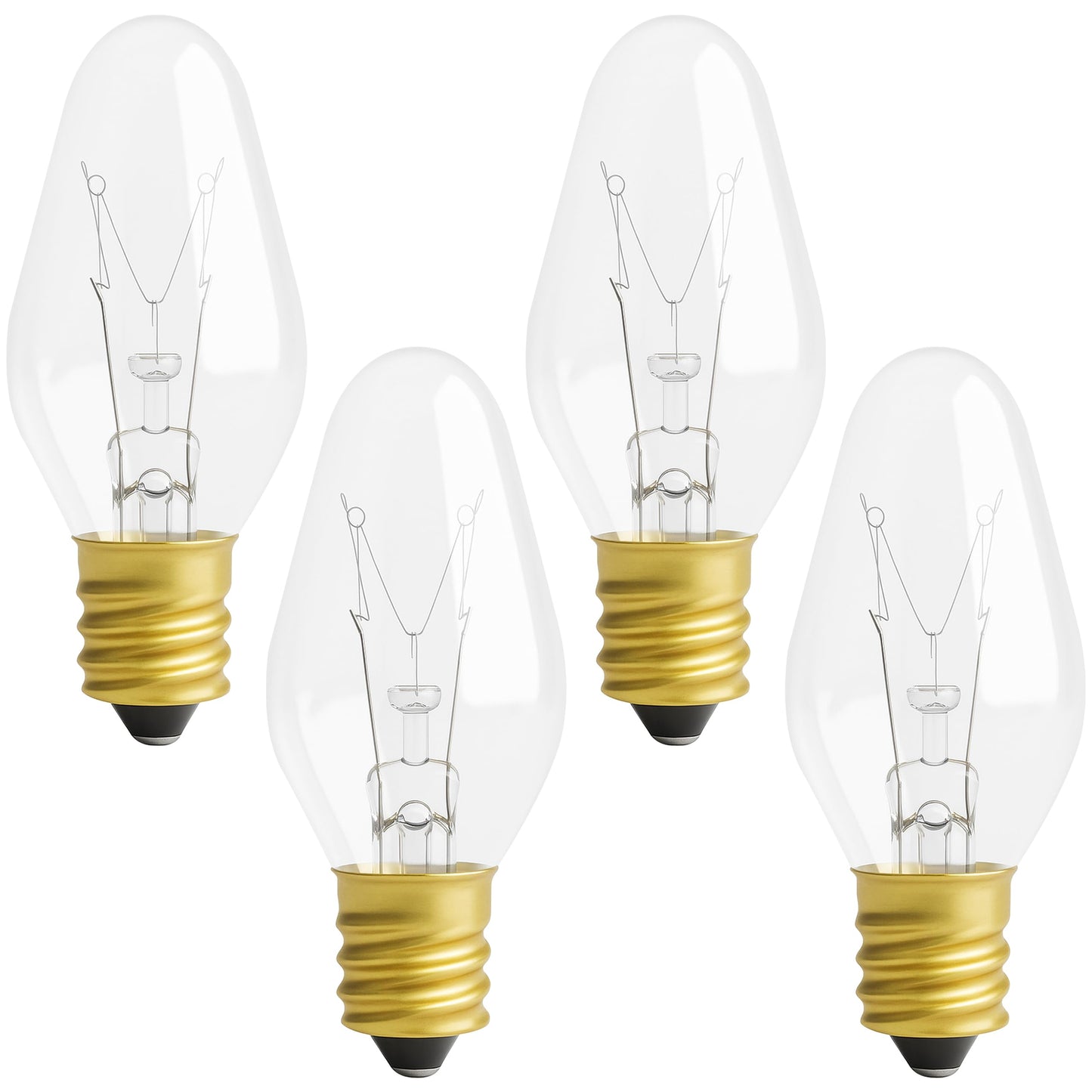 OHLECTRIC Night Light Bulbs - 7 Watt Mini Bulbs – E12 Candelabra Base, Non-Dimmable, 120 Volts – C7 Night Light Lamp Replacement Bulb for Salt Lamps, Window Candles, Holiday Decor (4, Clear)
