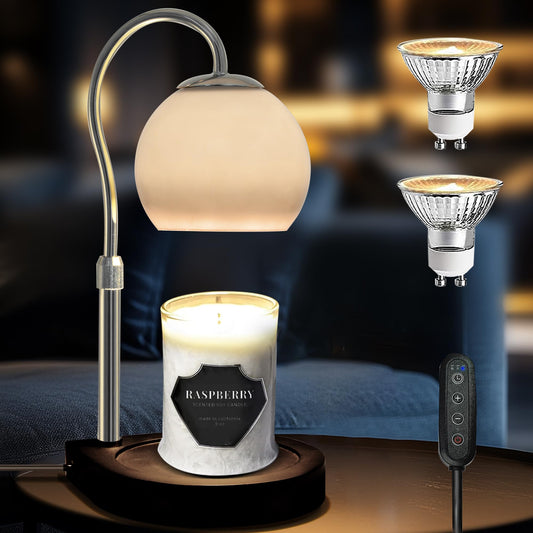 DALUXshop Candle Warmer Lamp with Timer 2H/4H/8H, Adjustable Height Dimmable Candle Lamp with 2 Bulbs, Wax Melt Warmer for Jar Candles, House Warming, Home Decor, Christmas Gifts for Women, Mom(Black)