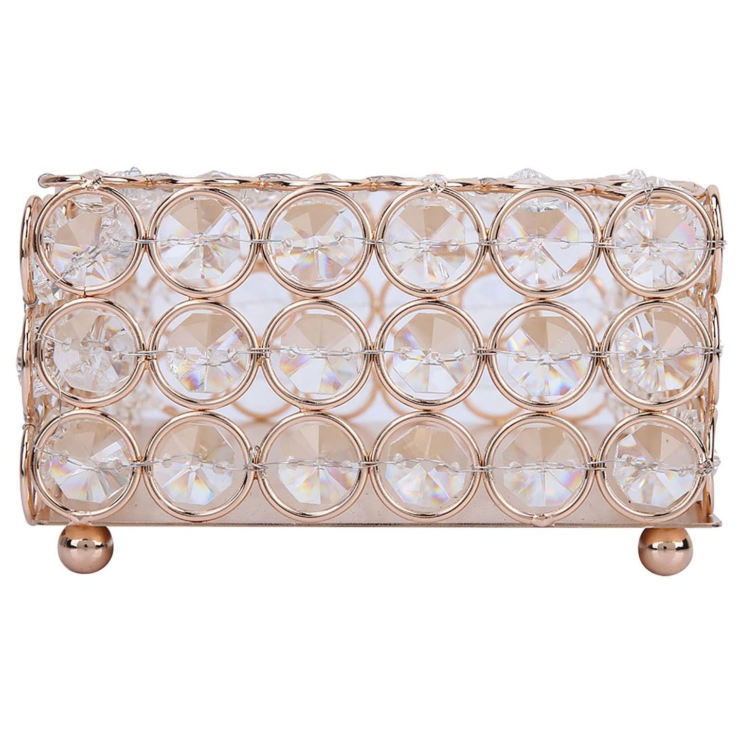 Decorative Rectangular Crystal Tissue Box Cover, Rectangular Napkin Facial Tissues Holder for Bathroom Bedroom Table Office Home Decor 8.7 * 2.9 * 4.7in (Gold)