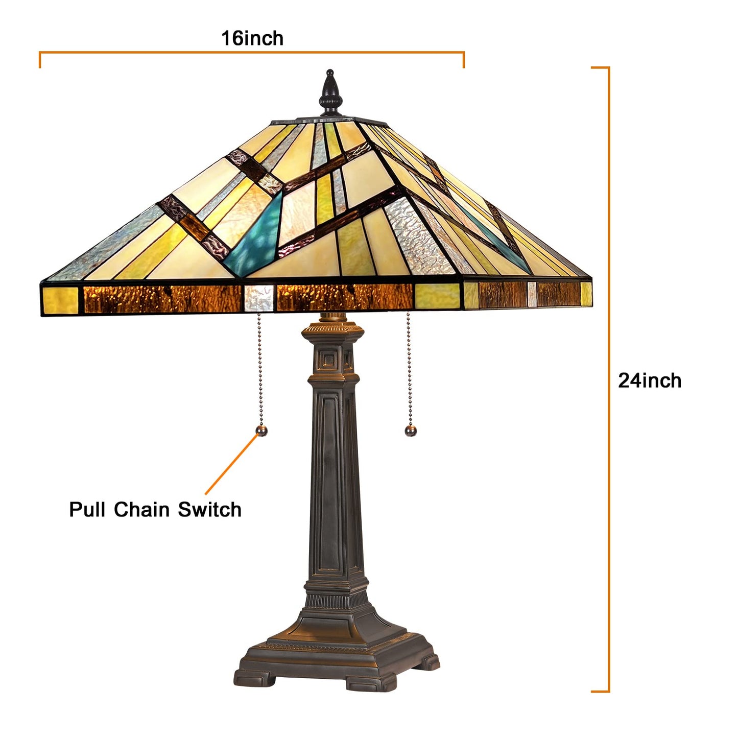 Capulina Tiffany Table Lamp Antique Cream Amber Stained Glass Lamp 2-Light