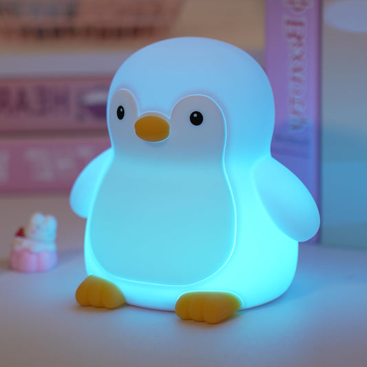 Myratts Led Cute Penguin Night Light, Colorful Dimmable Timer Nursery Kawaii Lamps, Super Squishy Silicone USB Rechargeable Beside Lamp, Used for Camping Party Room Decor (Penguin A)
