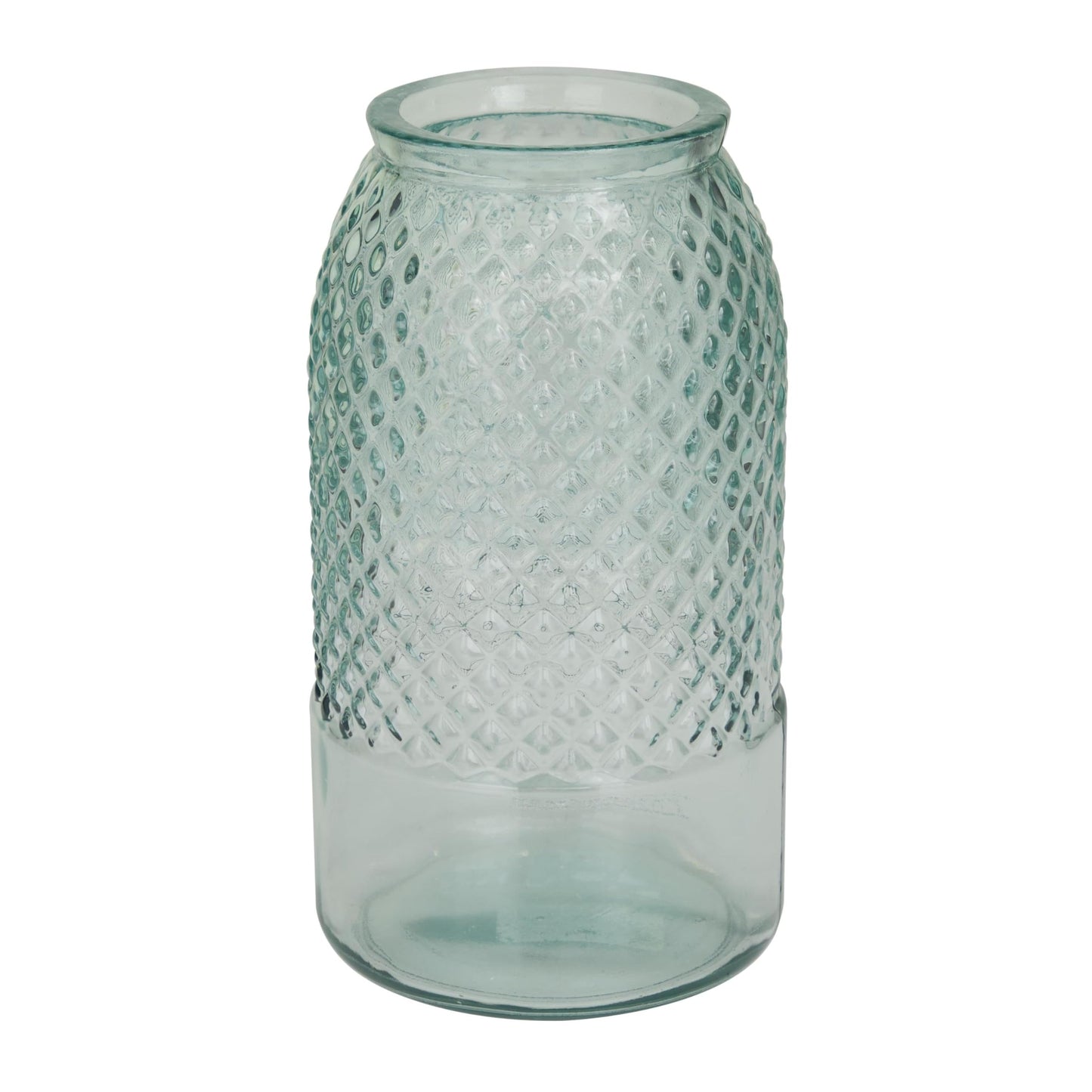 Deco 79 Recycled Glass Decorative Vase Spanish Decorative Container, Decorative Keepsake Box 6" x 6" x 11", Blue