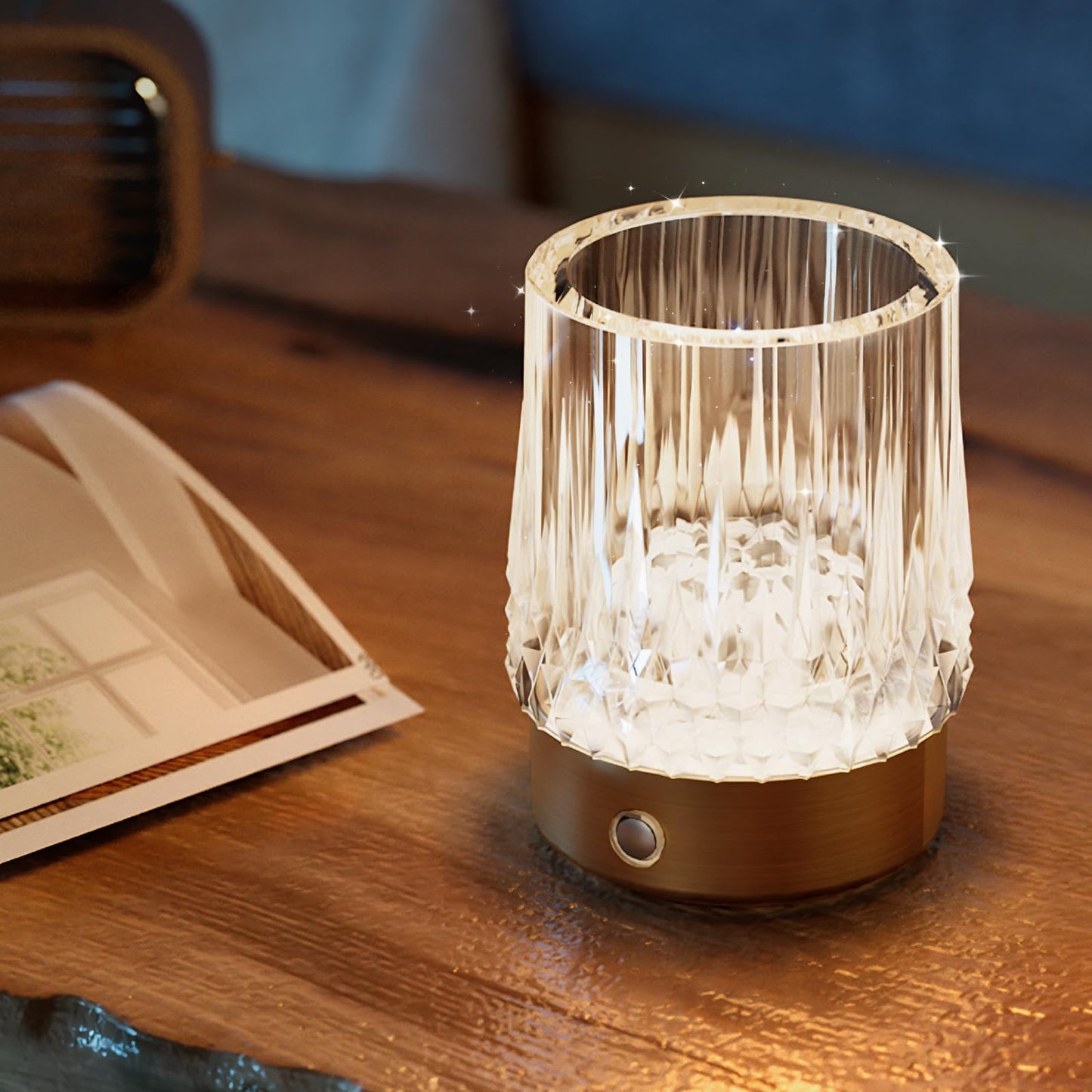 KOSTA Crystal Table Lamp Premium Vase Rechargeable Crystal Vase Lamp Heavy Handmade Modern Vases for Decor Home Bedroom Kitchen Office Living Room Birthday Gift