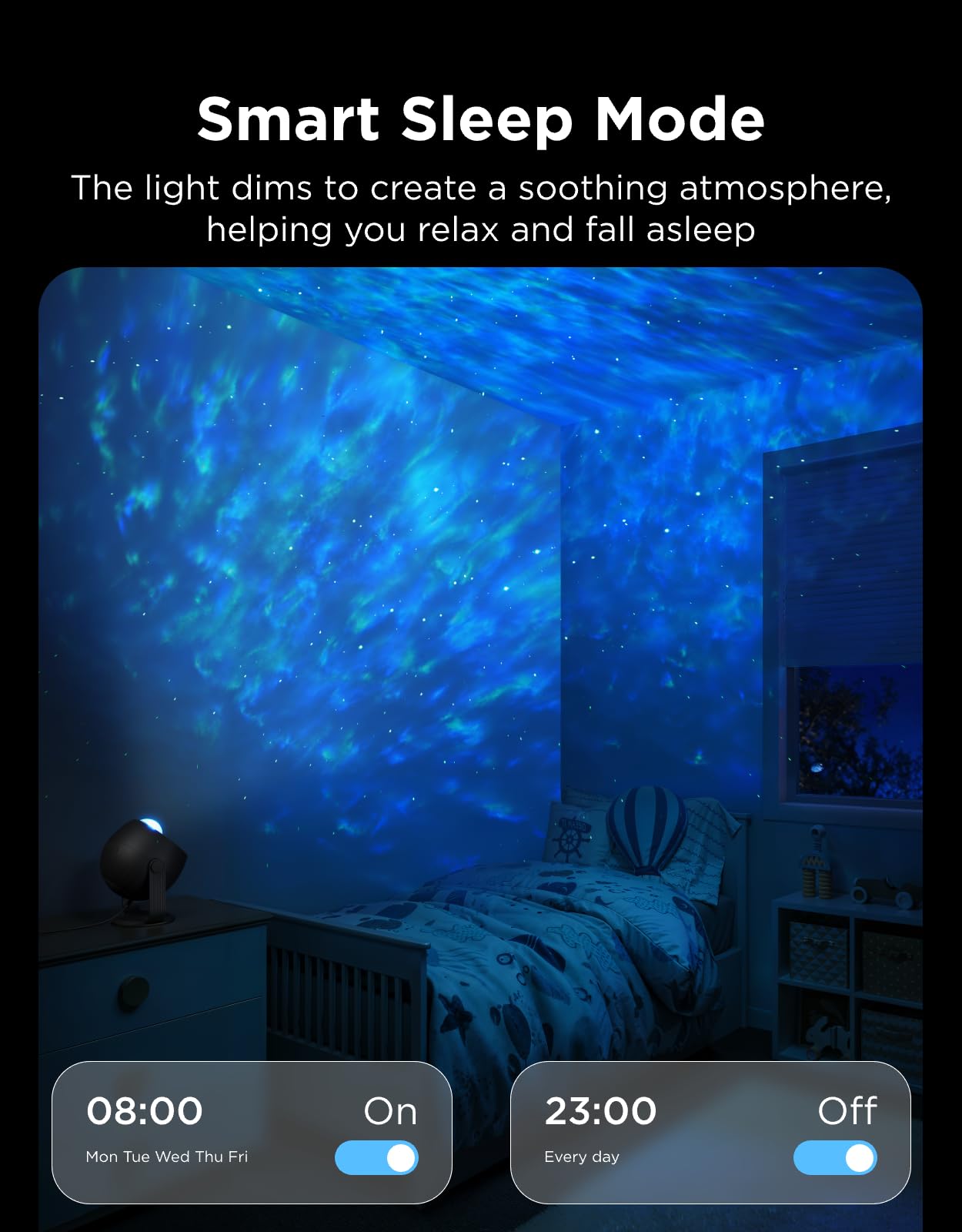 Govee Star Light Projector with Ocean Wave Ripple Effects, Works with Matter,Alexa and Google Assistant, 40+ Scene Modes, 18 White Noise Options, LED Night Light Projector for Bedroom, Without Plug