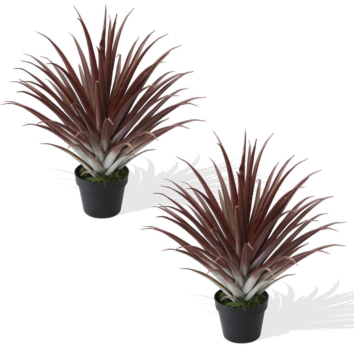 momoplant 2 Pcs Artificial Aloe Vera Plants 27 Inch Red Fake Succulents Faux Agave Plant Potted for Indoor Outdoor Home Office Decor