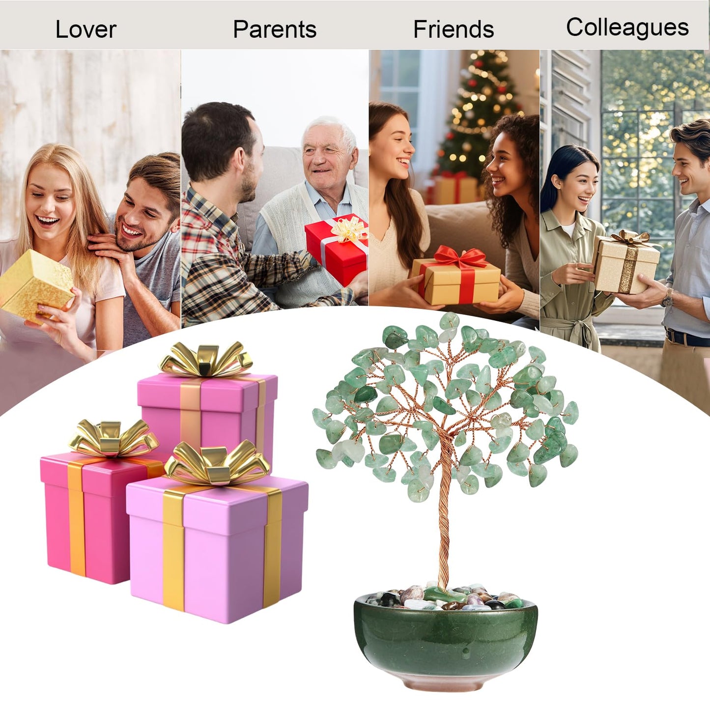 Green Aventurine Crystal Tree with Ceramic Base,Natural Gemstone Feng Shui Money Tree for Wealth,Good Luck & Positive Energy,Handmade 5 Inch Healing Abundance Bonsai for Home Office Decor