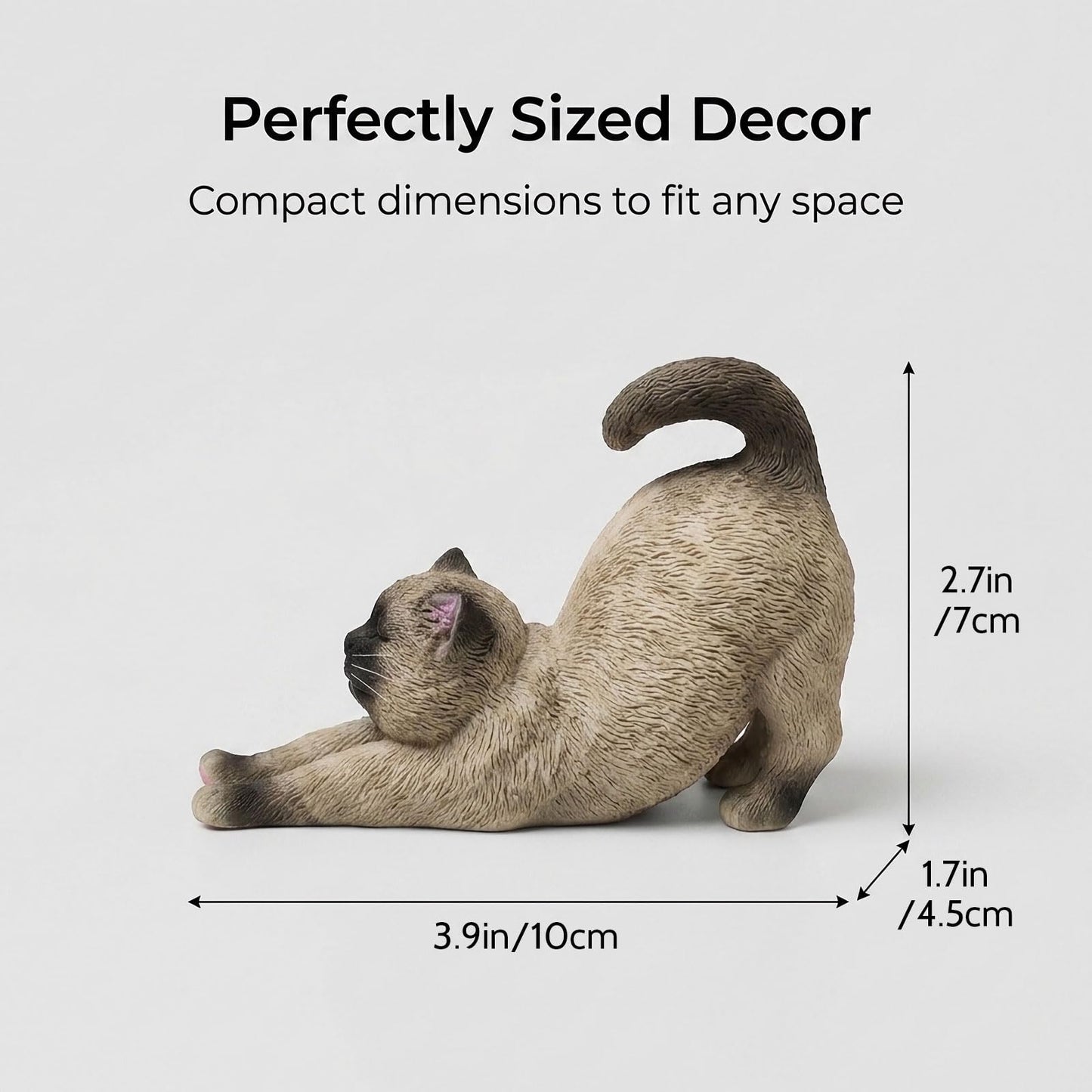 Hikiwin Stretching Cat Figurine, Resin Cat Decor Statue for Home, Shelf, Office Desk, Living Room Decorations, Cute Cat Decor Gifts for Cat Lovers Women Men, 1 Piece