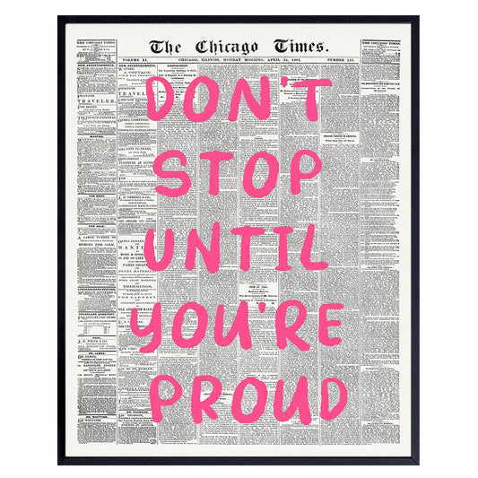 Cute Office Decor - Motivational Poster for Women 8x10 - Inspiring Quotes for Women - Positive Inspiration Wall Decor for Woman - Bedroom Decoration - Encouraging Gifts - Boss lady Newspaper Wall Art
