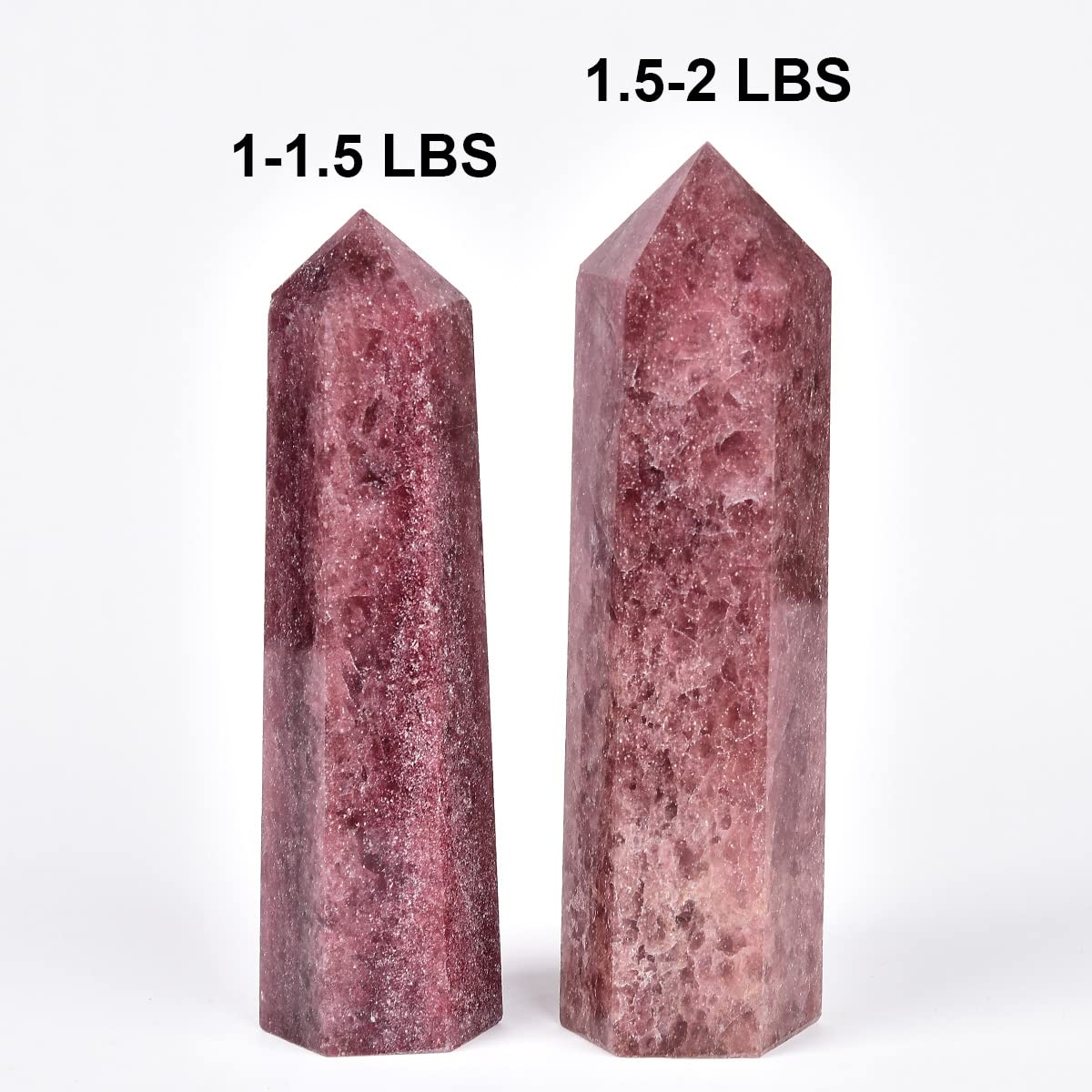 MOGEMT Large Strawberry Quartz Crystal Tower Natural Healing Crystal Point Wand Obelisk 6 Faceted Reiki Chakra Meditation Therapy Home Decor Gift 1.5-2 LBS