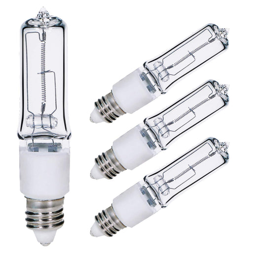 Comyan JDE11 75W Halogen Bulb, E11 Mini Candelabra Base, 1050 Lumens, Quartz Glass, 4-Pack