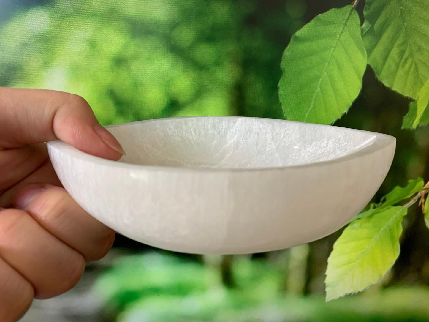 GAF TREASURES 5" Selenite Eye Shaped Bowl, Gemstone Carved Selenite Crystal, Meditation Bowl, Reiki Bowl, Jewelry Holder, Crown Chakra, Cleansing, Charging, Healing