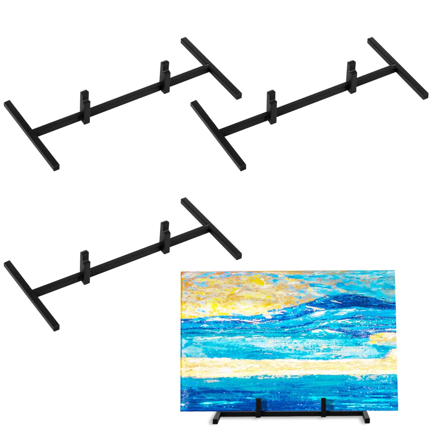 Yaocom 4 Pcs Black Metal Display Stands Sleek Easel Holder for Stained Ceramic Tiles Art Collectibles, Elegant Picture Frame Stand for Home Decor, Office, Gallery Trade Show Exhibits
