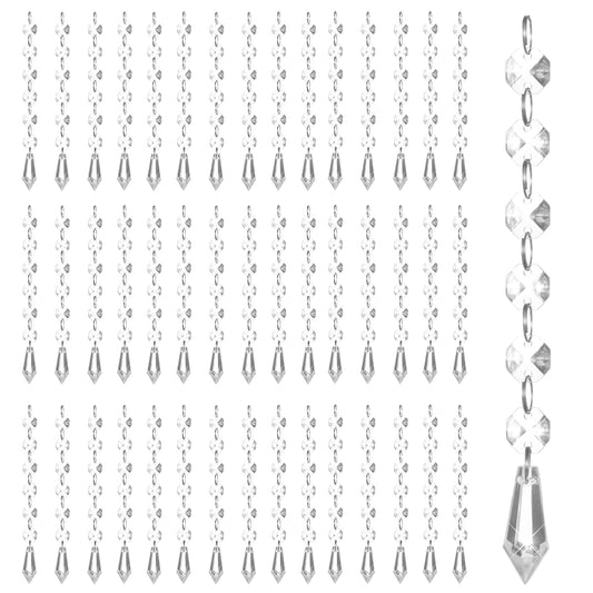 100 Pcs Acrylic Hanging Crystals for Centerpieces Chandelier Clear Crystal Garland Strands Ornament Acrylic Clear Beads Prisms Pendant for Christmas Tree Window Home Decoration(Icicle)