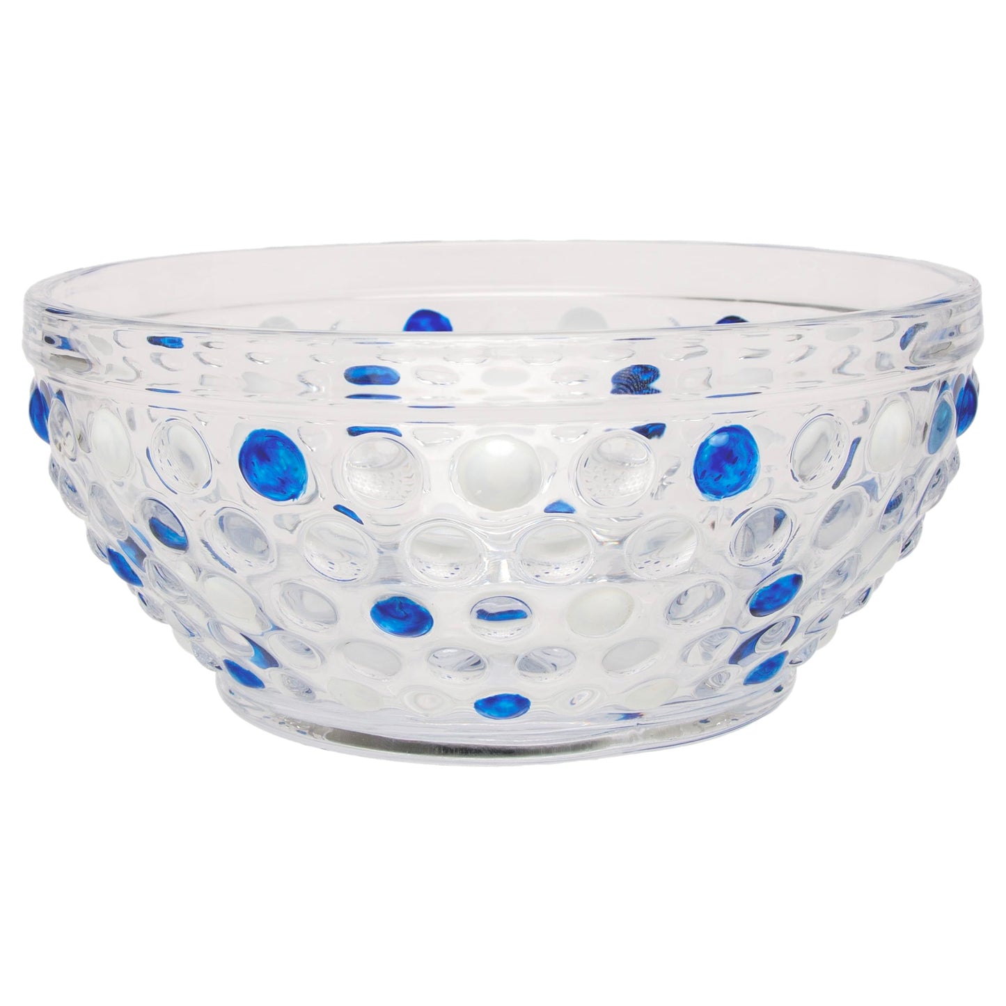 Boston International Vintage-Inspired Hobnail Serving Bowl with Embossed Dot Pattern, Holds 7.75 Cups, Blue & White