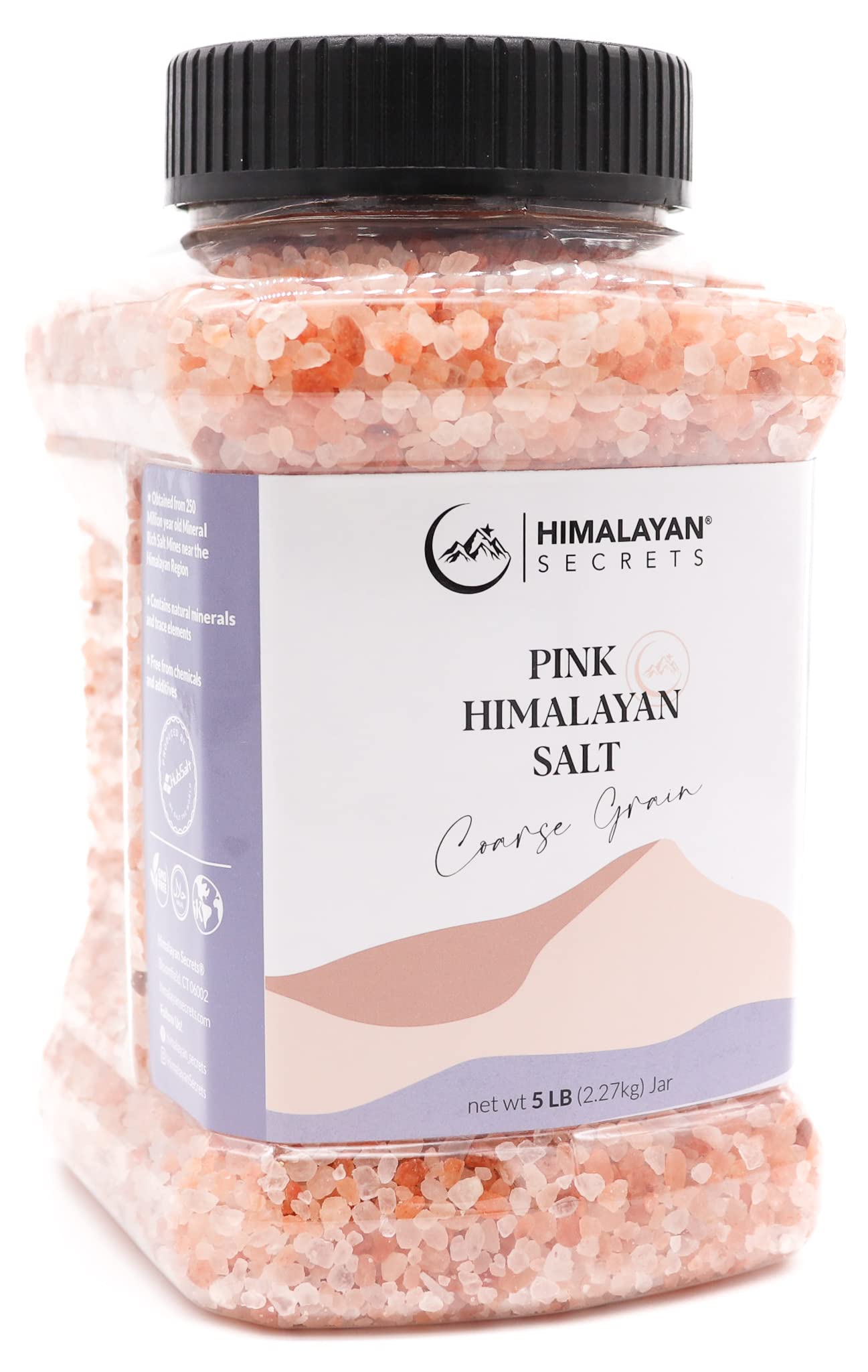 Himalayan Secrets Gourmet Pink Himalayan Salt - Bulk 5LB Jar - 100% Natural Healthy Salt Packed with Minerals - Kosher Certified (5 LB Coarse Jar)