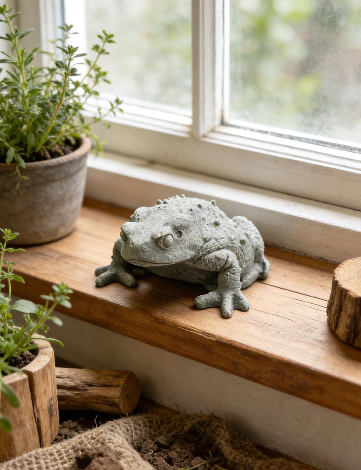 BEIZHAN Realistic Sandstone Toad Statue, Decor for Garden, Aquarium, Terrarium & Feng Shui Good Luck Charm