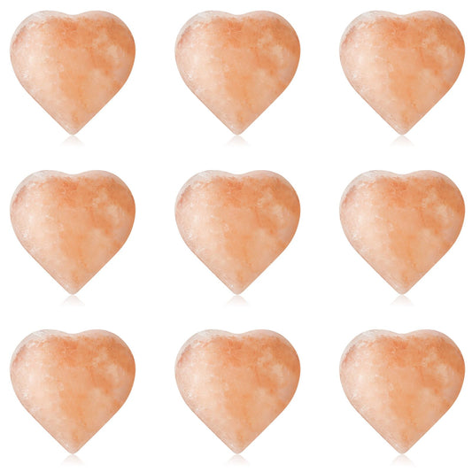 Swiffen 10 Pcs 3 Inch Heart Healing Stone Bulk, Natural Pink Himalayan Salt Massage Crystal, Polished Love Worry Stones for Spa, Wellness Routines, Full Body Massage, Anxiety Relief Gifts for Women