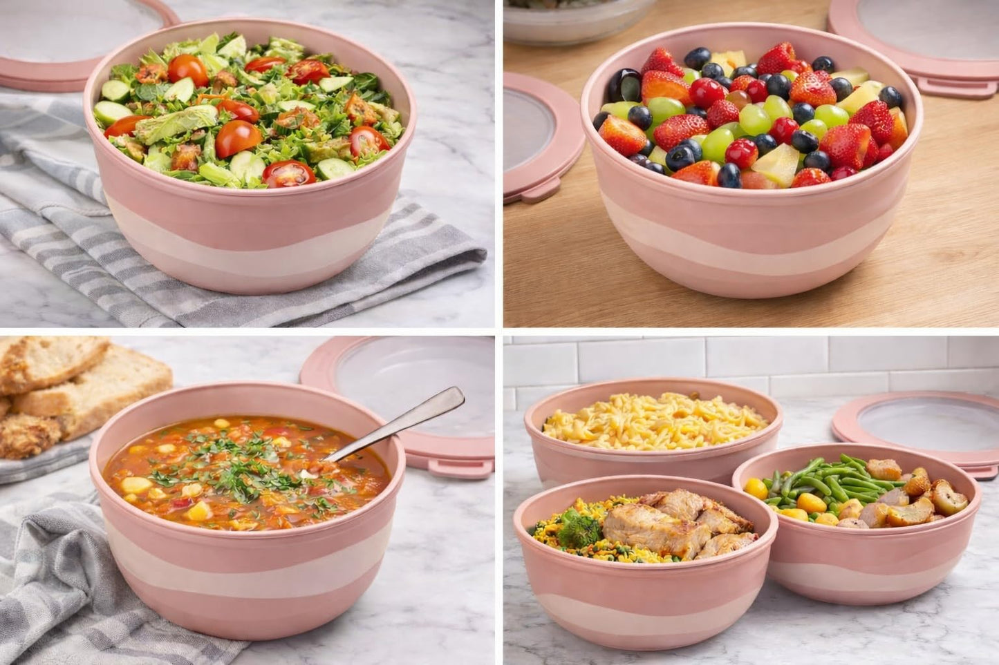 Fizu Home Pera Mixing Bowls with Lids, 8-Piece Airtight Leak-Proof Nesting BPA-Free Prep Bowl Set for Kitchen & Food Storage, Large 4200ml Capacity, Microwave & Dishwasher Safe