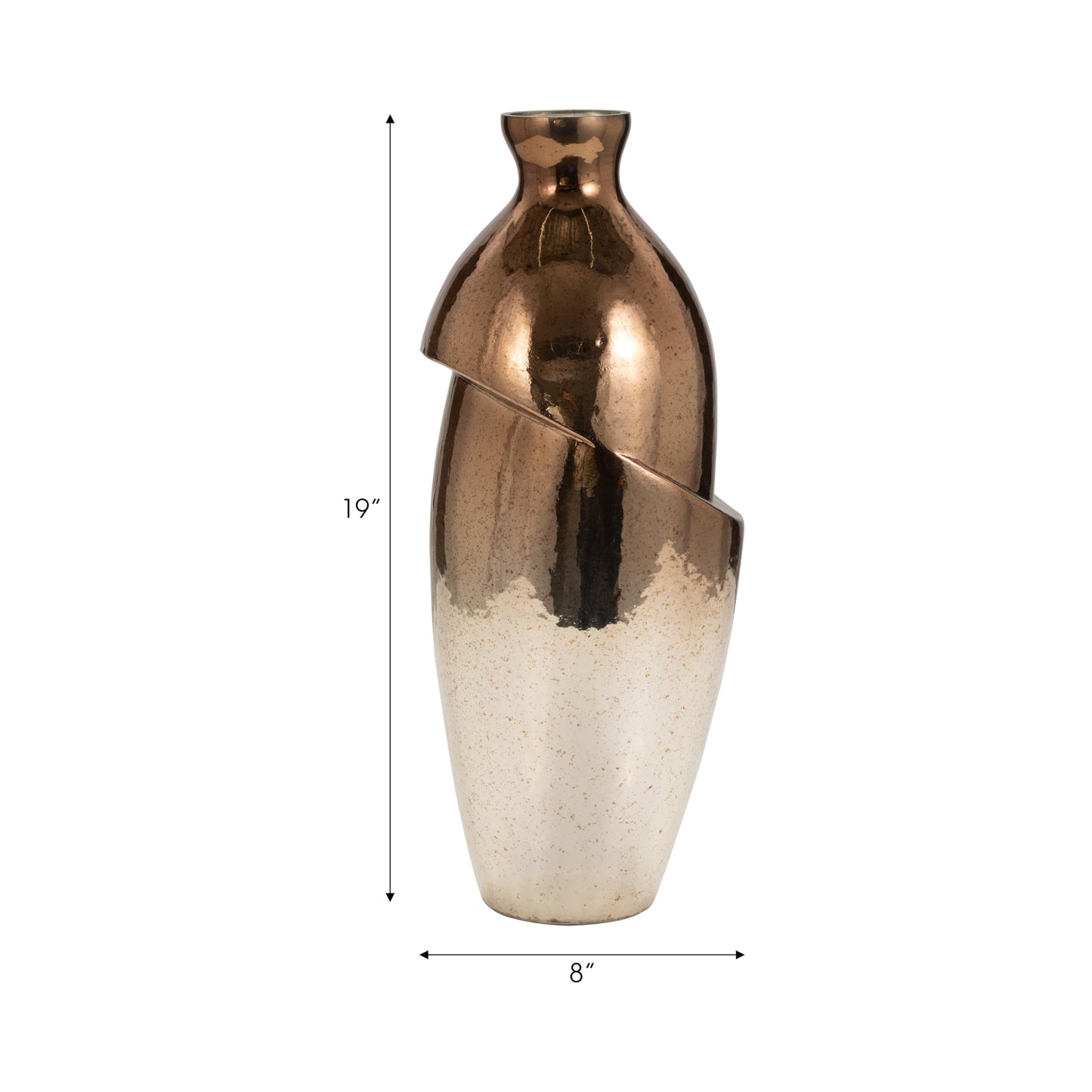 Sagebrook Home Modern Glass Vase - Unique Abstract Design - Handcrafted Metallic Glass - Luxury Decorative Accent for Home, Office, Living Room & Bedroom - 19" Copper & Bronze