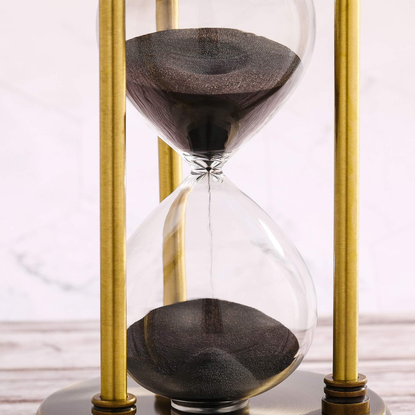 SuLiao 2 Minute Sand Timer Hourglass, Antique Metal Black Sand Clock, Antiguo Reloj De Arena 2 Minuto, Brass Sand Watch 2 Min, Small Unique Hour Glass Sandglass for Toothbrush, Office, Desk Decorative