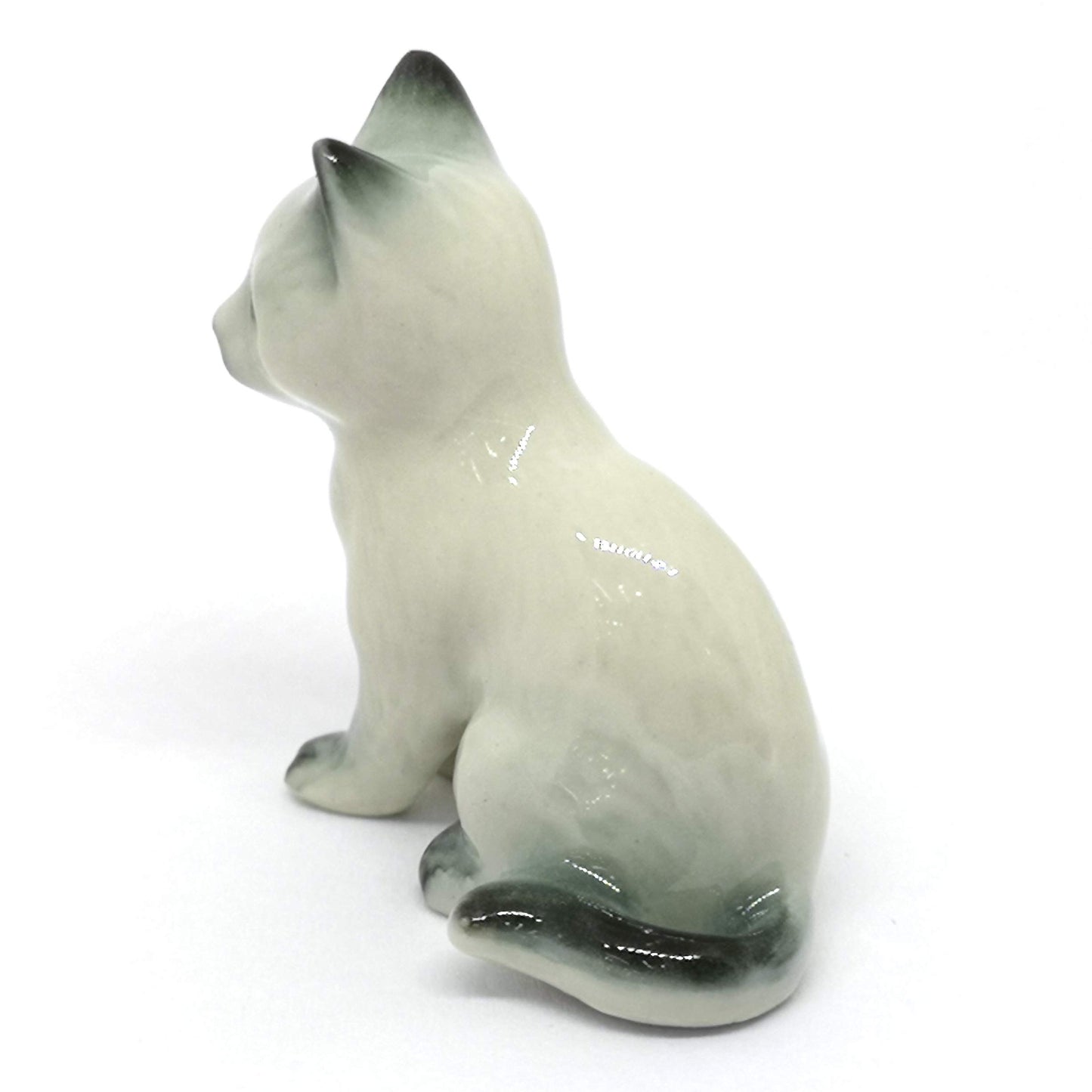ZOOCRAFT Miniature Ceramic Cat Figurine, Hand-Painted Collectible Small Cat Statue, Handmade Animal Figurine for Home Décor & Gifts
