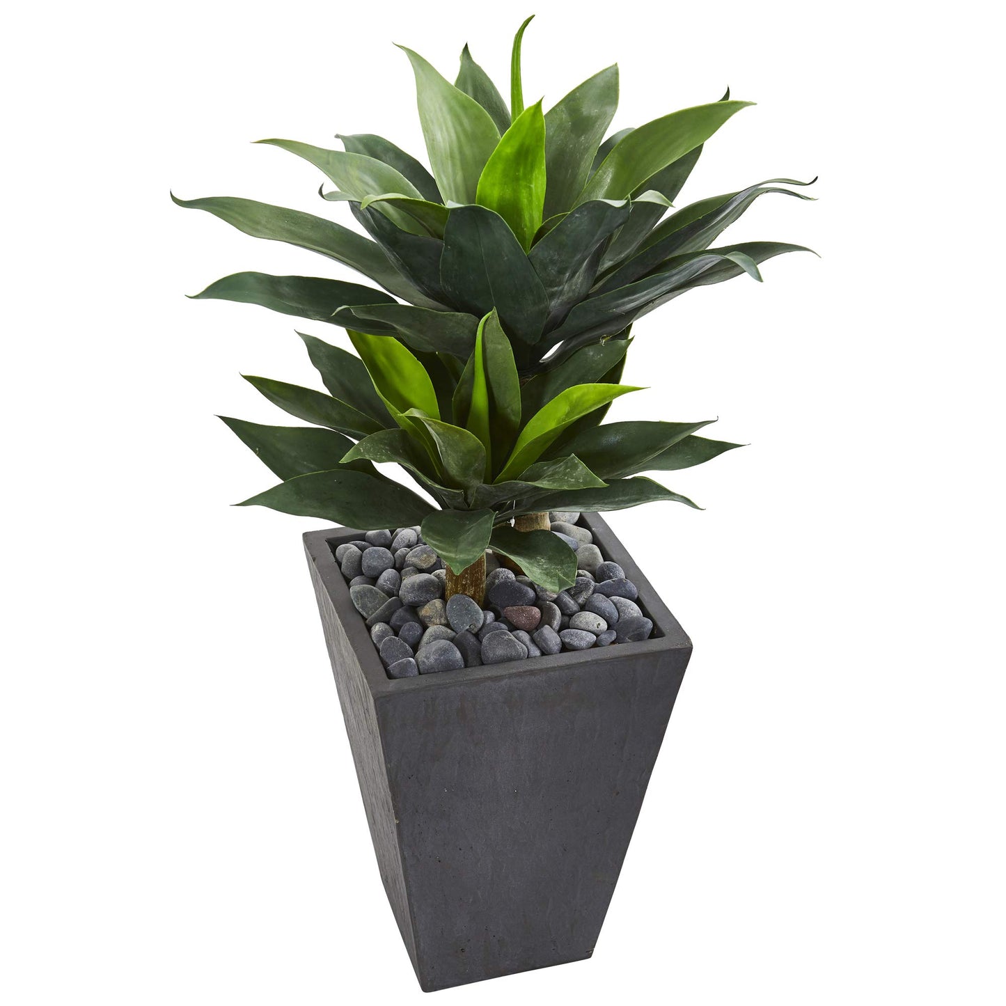 Nearly Natural 37in. Double Agave Succulent Artificial Plant in Slate Planter