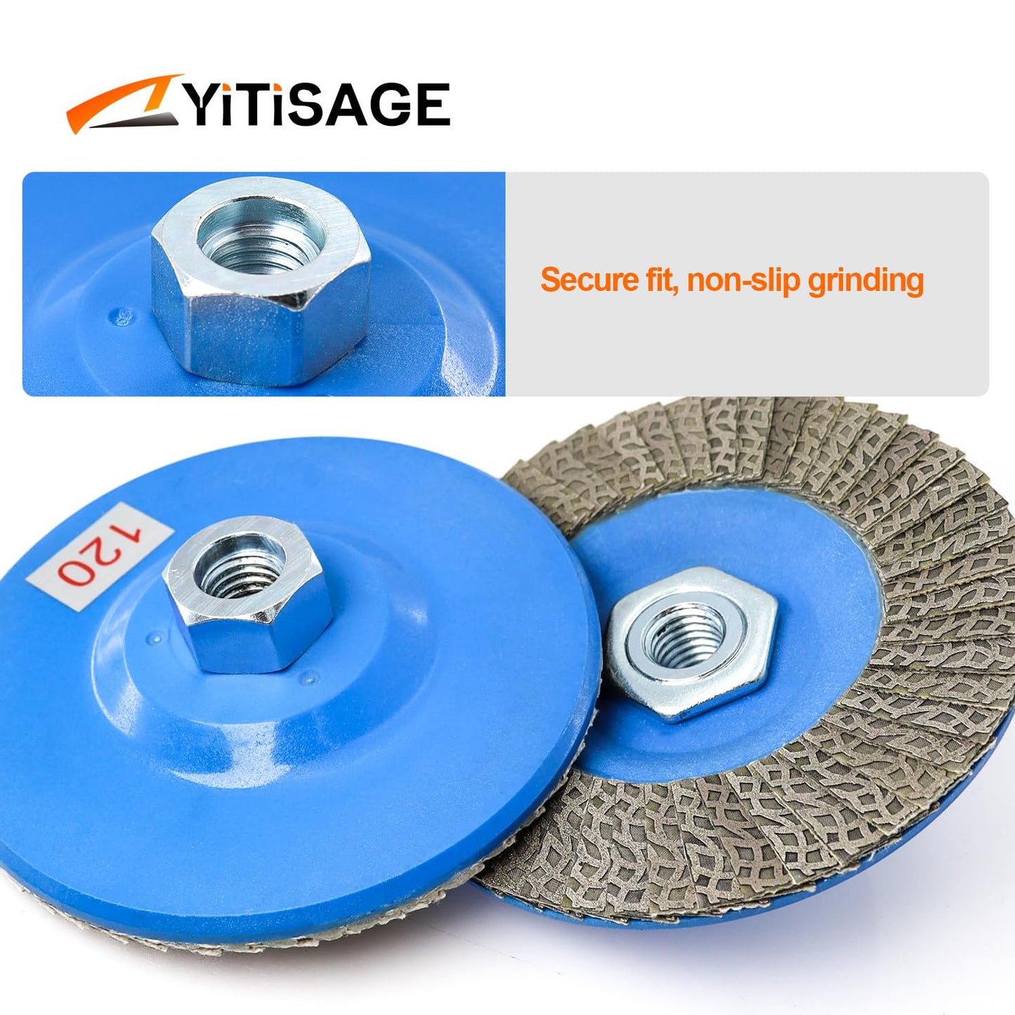 YITISAGE 4.5" Diamond Flap Disc,Plastic Back Grinding Wheel for Marble,Ceramics,Sander Tile,Stone,Glass,Concrete(Grit 120-1pc)