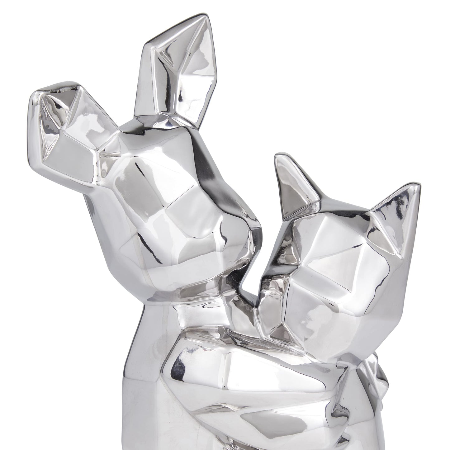 Deco 79 Porcelain Dog Cubist Sculpture, 8" x 5" x 12", Silver