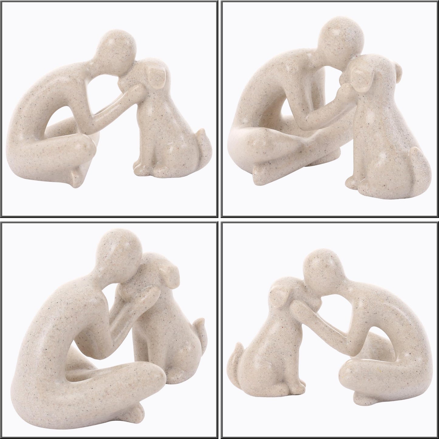 FriyGardcn Man and Dog Statue Home Decor Memory Gift for Pet Lovers